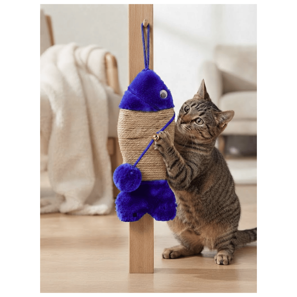 Rascador Para Colgar Con Juguete Interactivo Para Gatos - Azul