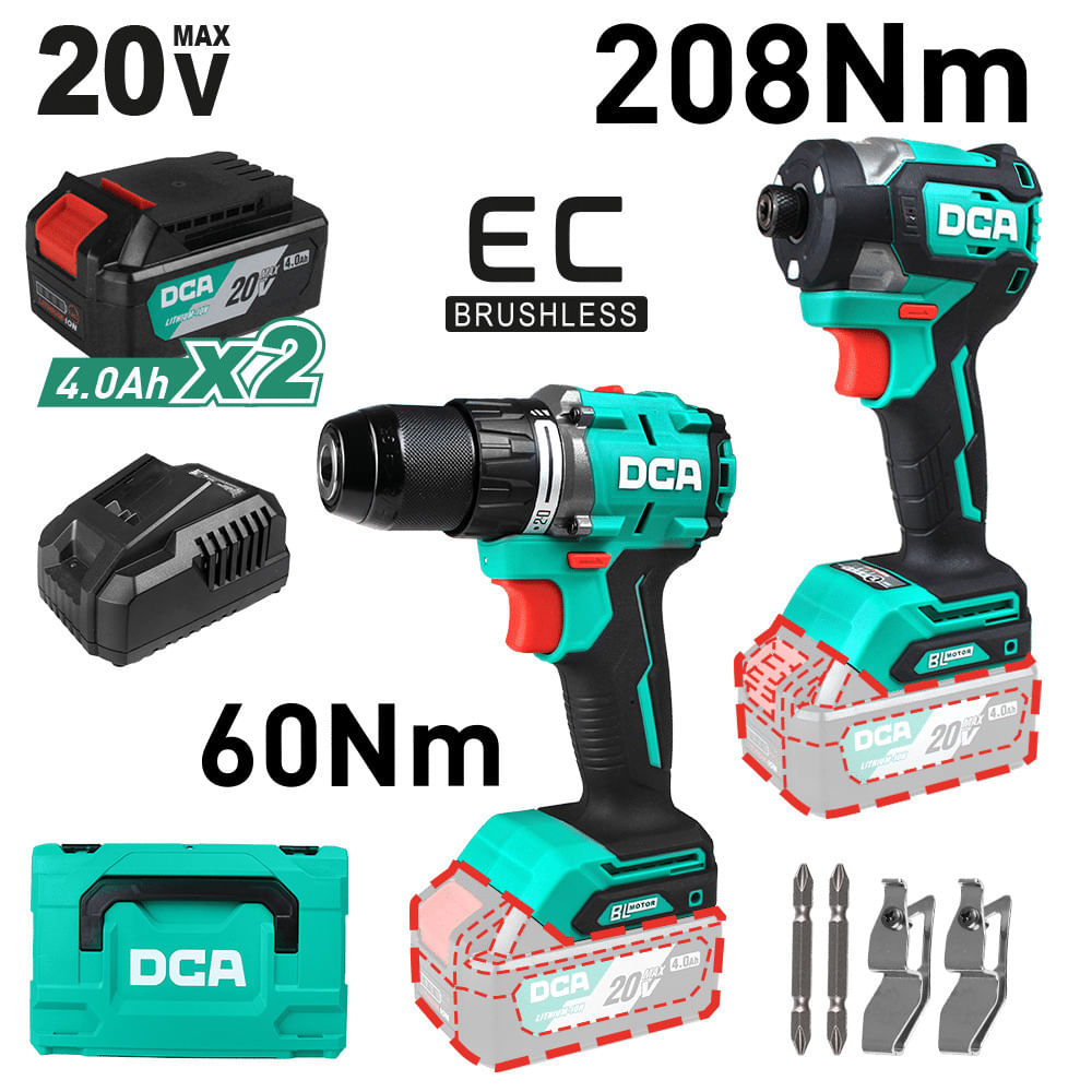 COMBO TALADRO PERCUTOR  DESTORNILLADOR IMPACTO 20V