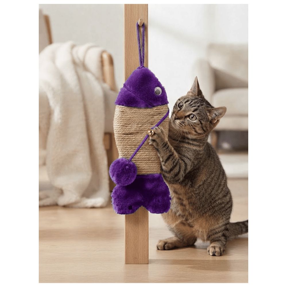 Rascador Para Colgar Con Juguete Interactivo Para Gatos - Morado