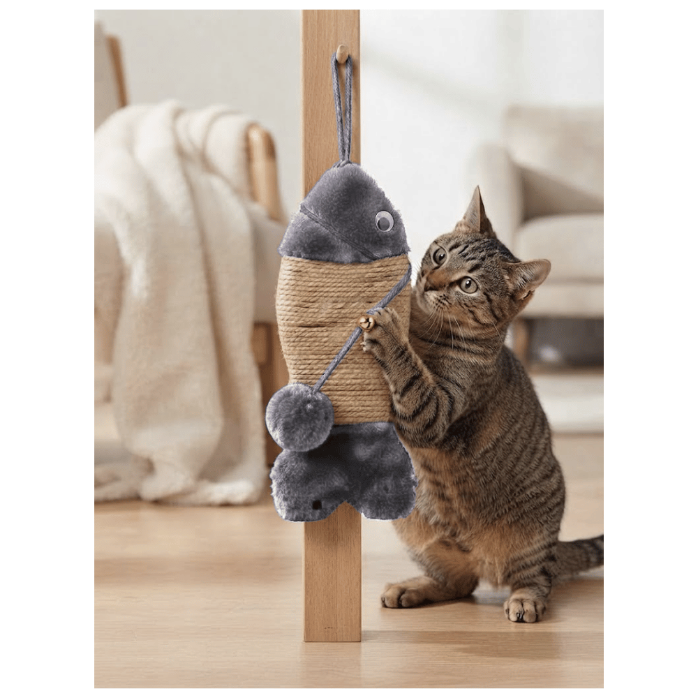 Rascador Para Colgar Con Juguete Interactivo Para Gatos - Gris