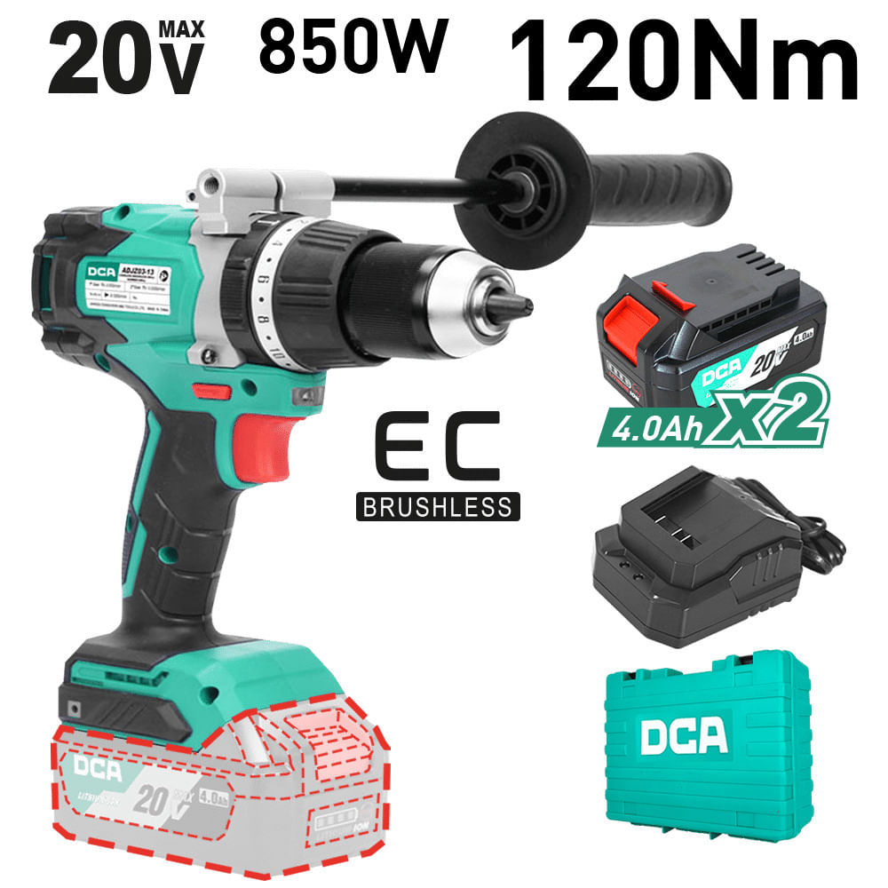 TALADRO PERCUTOR 20V BRUSHLESS 13MM 120N.M 24-2 B 2X4.0AH MALETIN