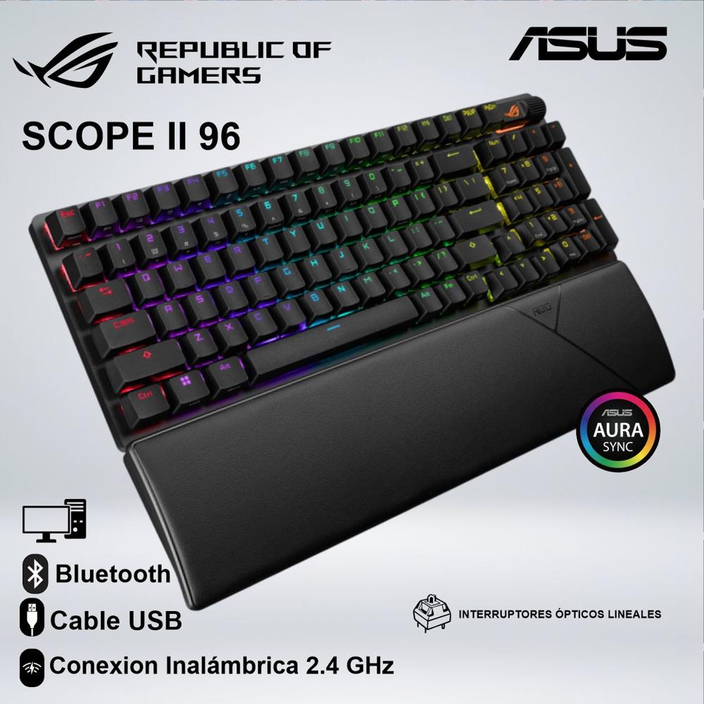 TECLADO GAMING ASUS ROG STRIX SCOPE II 96 WIRELESS CONECTIVIDAD TRIMODO WI-BT-USB 040391