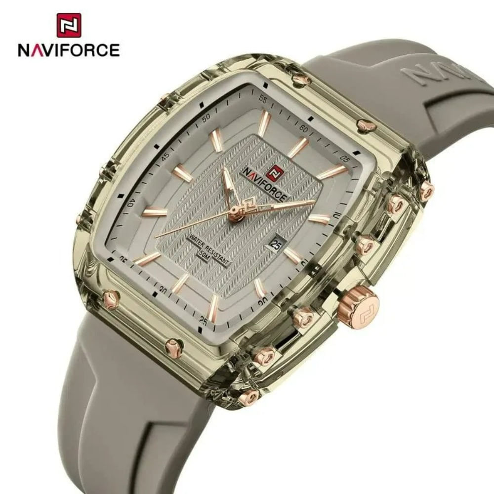 Reloj Naviforce 7124 Para Dama Gris Elegante