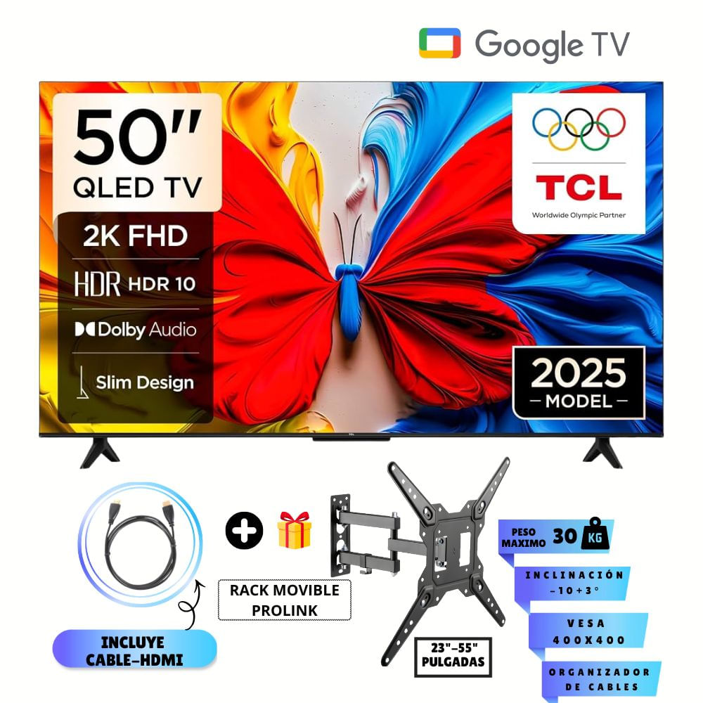 Televisor TCL QLED 50 FHD Google TV 50S5K - Rack Movible