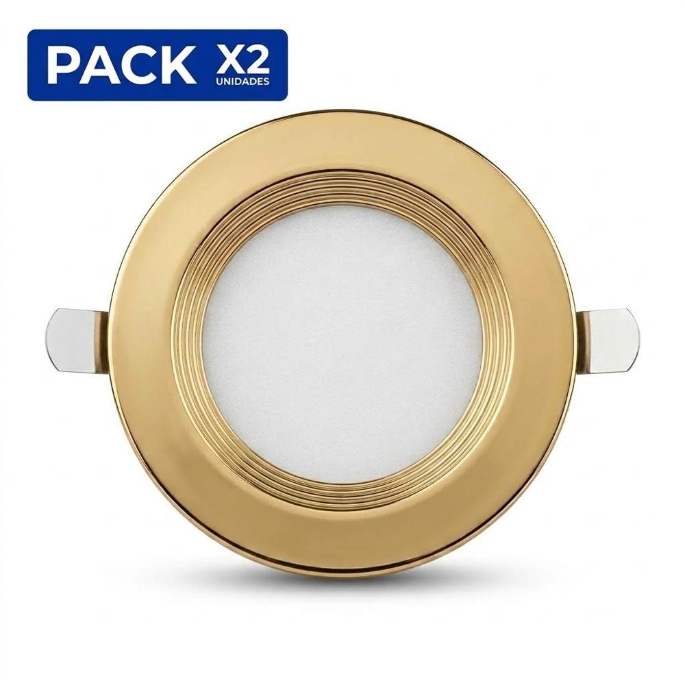 Pack x2 Spot Para Empotrar  Caja Octogonal 9W  Luz Blanca color Dorado
