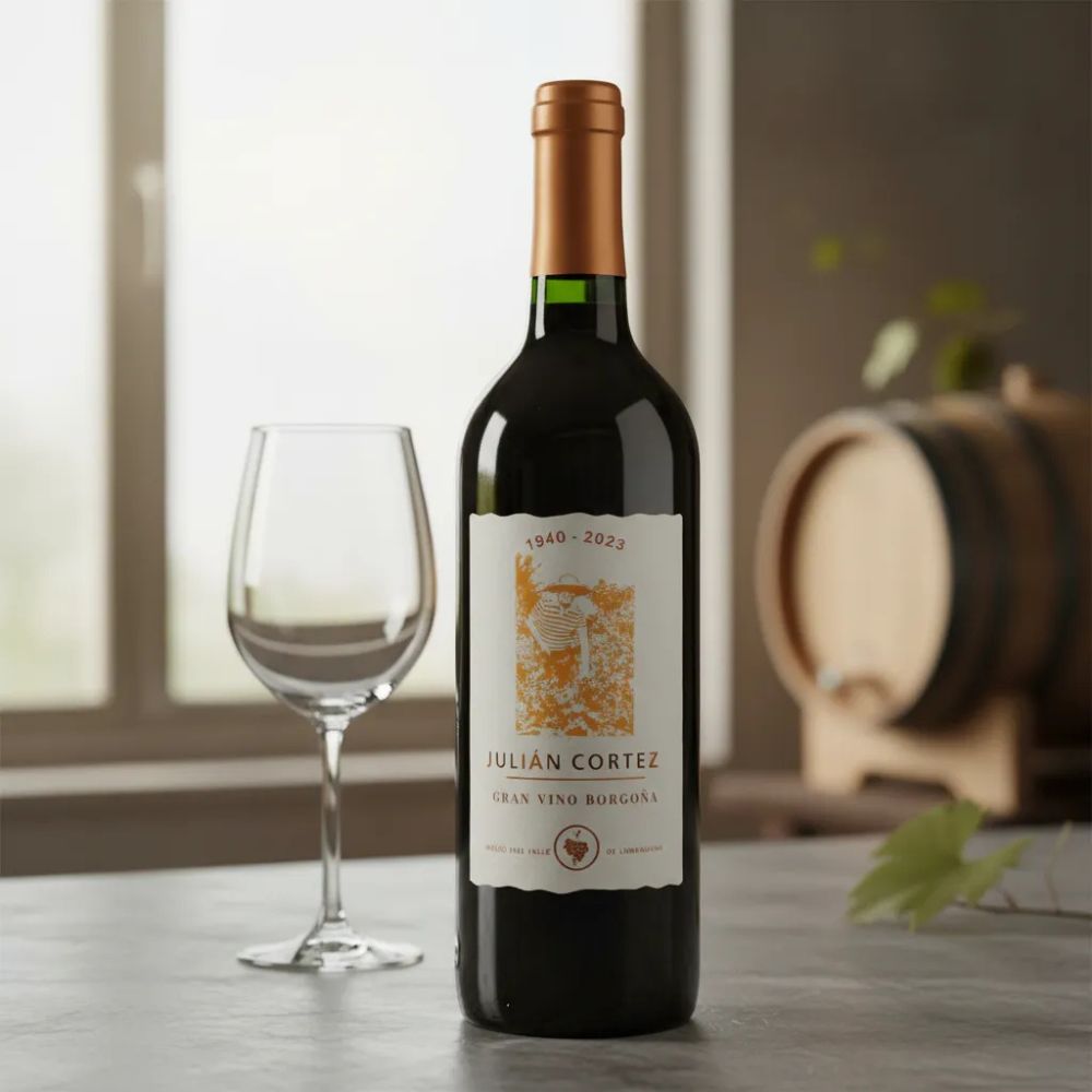 Vino Tinto Borgoña Julián Cortez Semi Seco 750 mL - Edición Premium Lunahuaná 2024