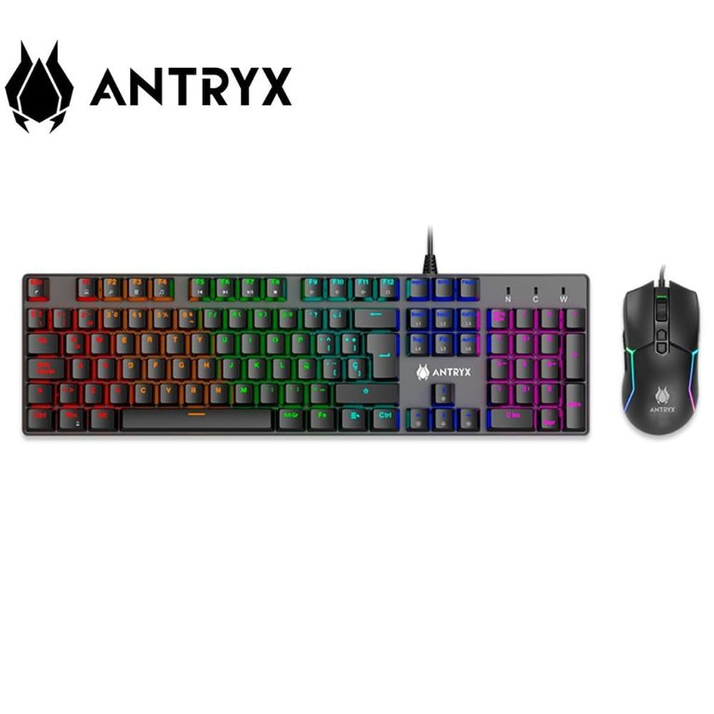 KIT GAMING TECLADO MECANICO + MOUSE ANTRYX GC-3500 BLACK, BLUE SWITCH AGC-3500KBL-SP