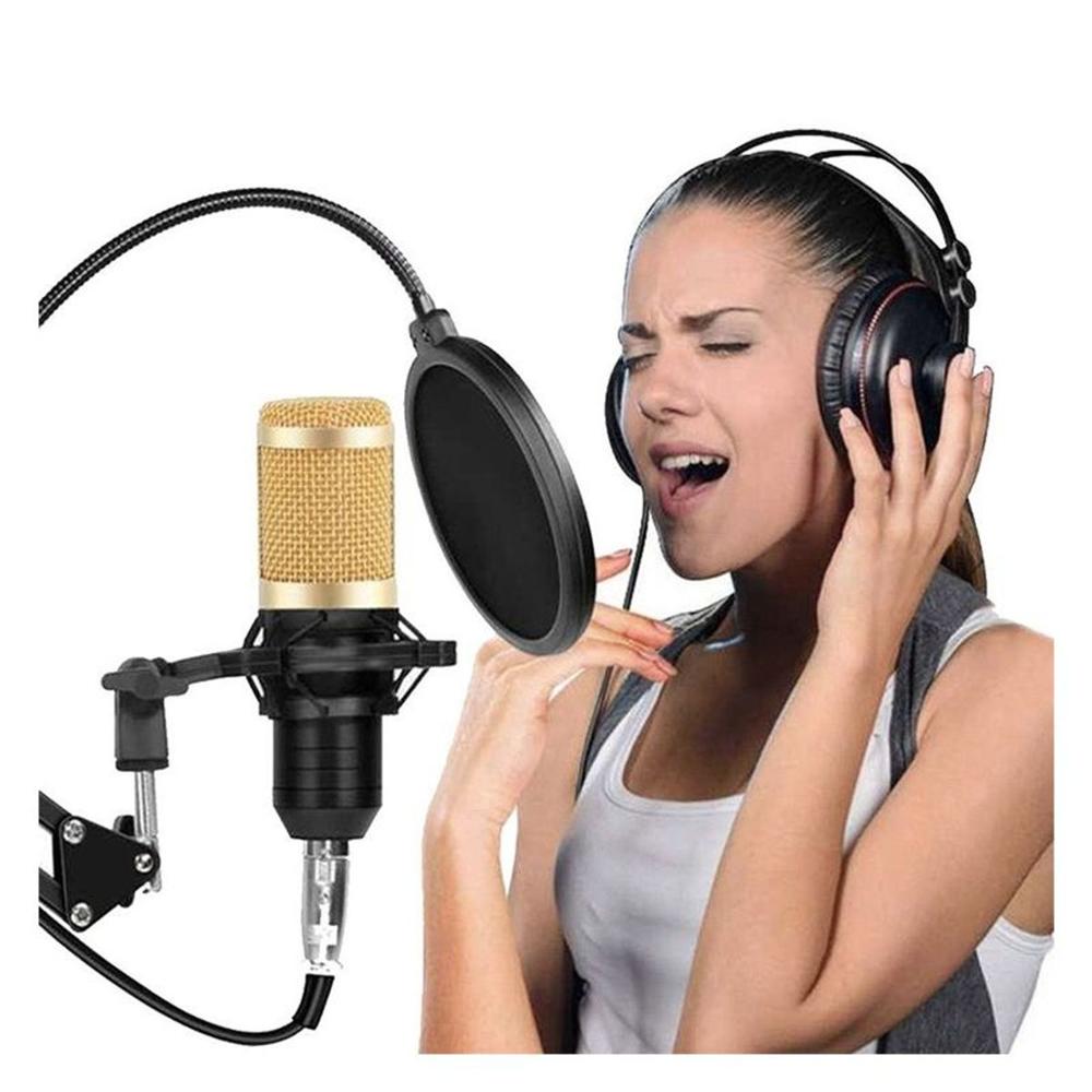 MICRÓFONO DE ESTUDIO PROFESIONAL CON BRAZO ARTICULADO PARA GRABACIÓN Y STREAMING COLOR NEGRO.