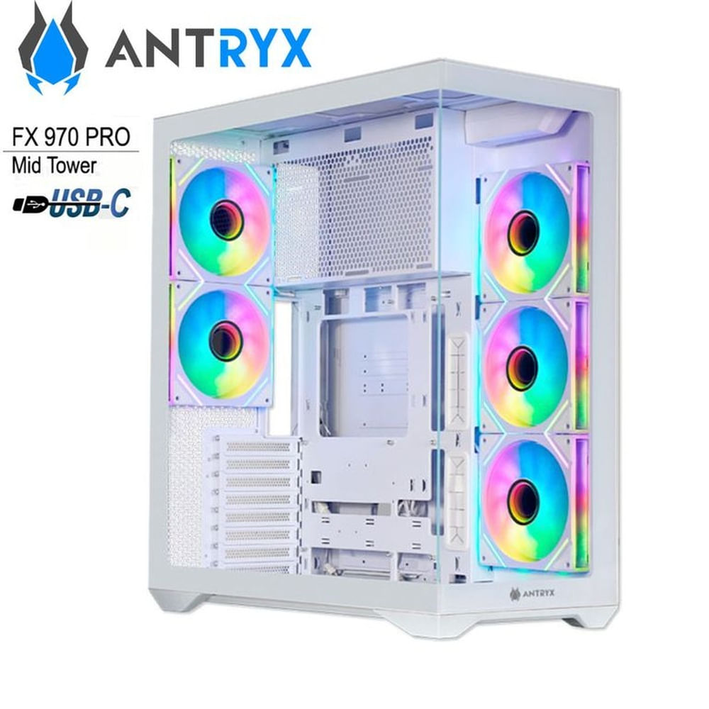 CASE ANTRYX FX 970 PRO WHITE 2 V/T ARGB FAN USB TI