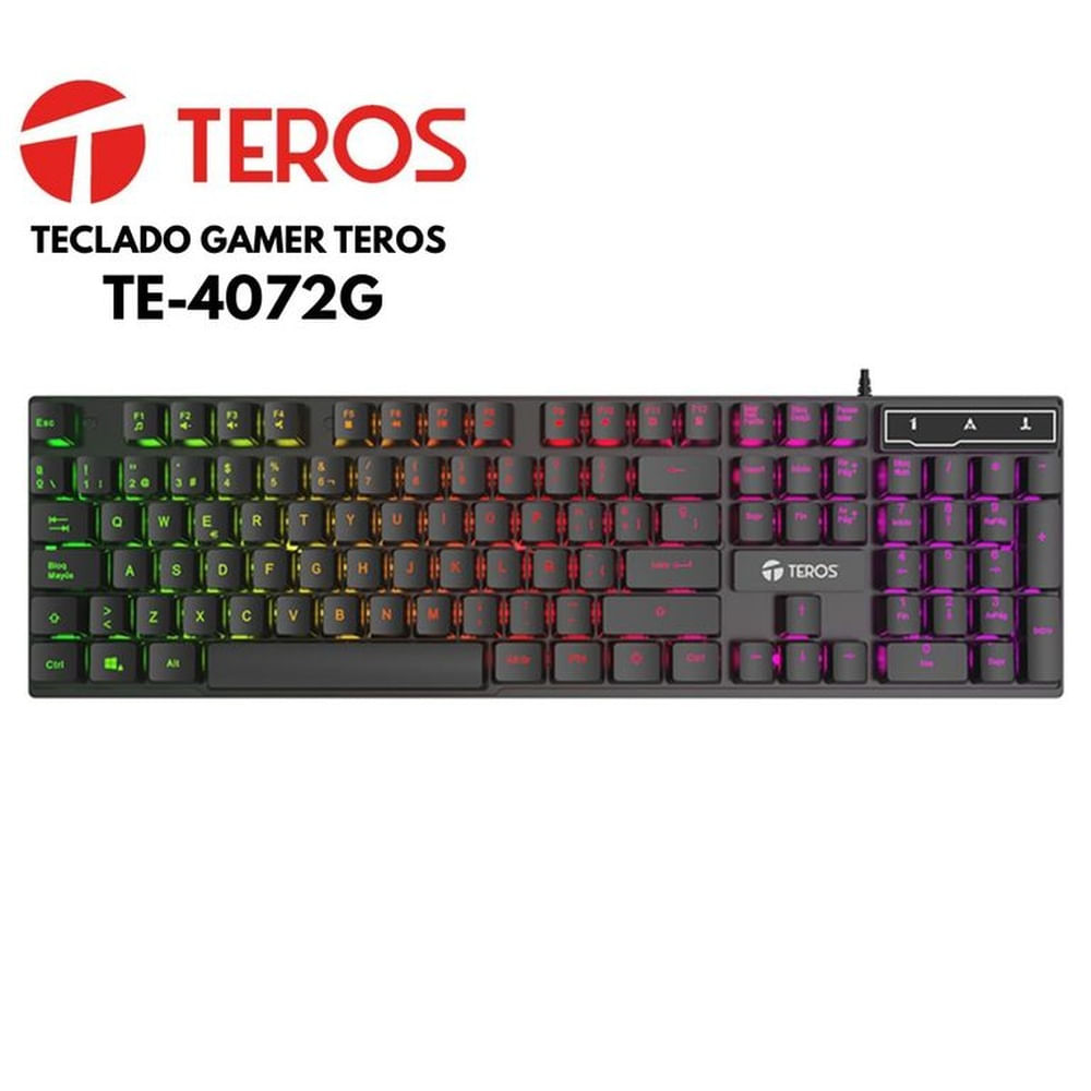 TECLADO GAMER TEROS TE-4072G RGB USB NEGRO