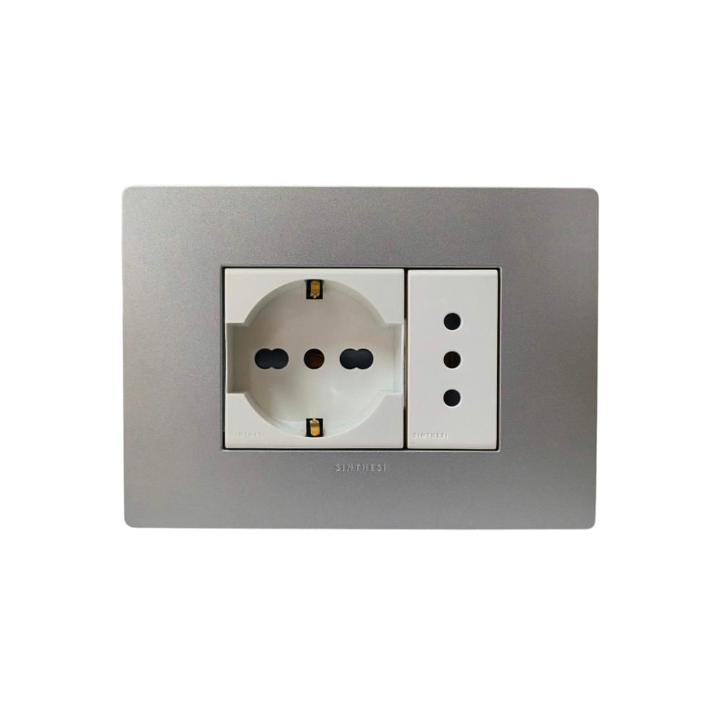 TOMACORRIENTE DOBLE 1 SCHUKO Y 1 3 EN LINEA S33 PL