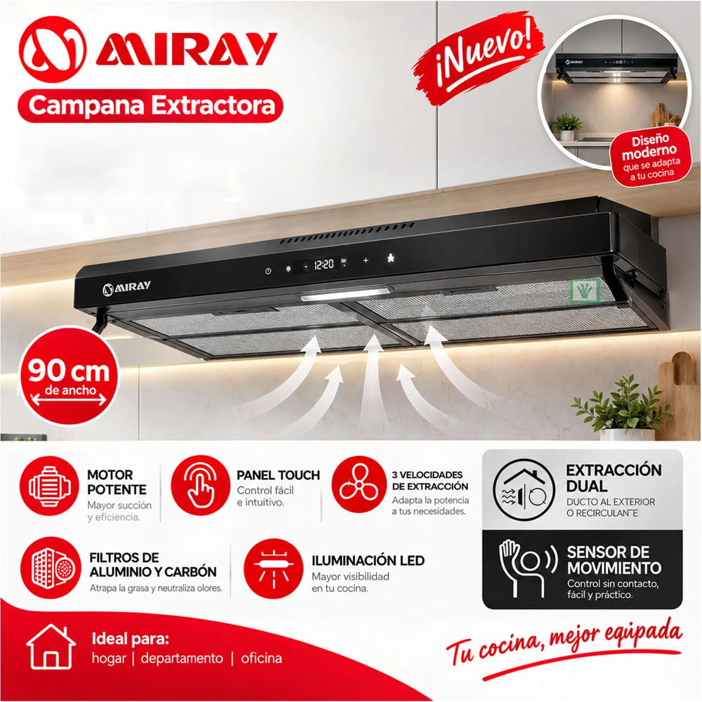 Campana Extractora CEM-906A 90 cm Inox