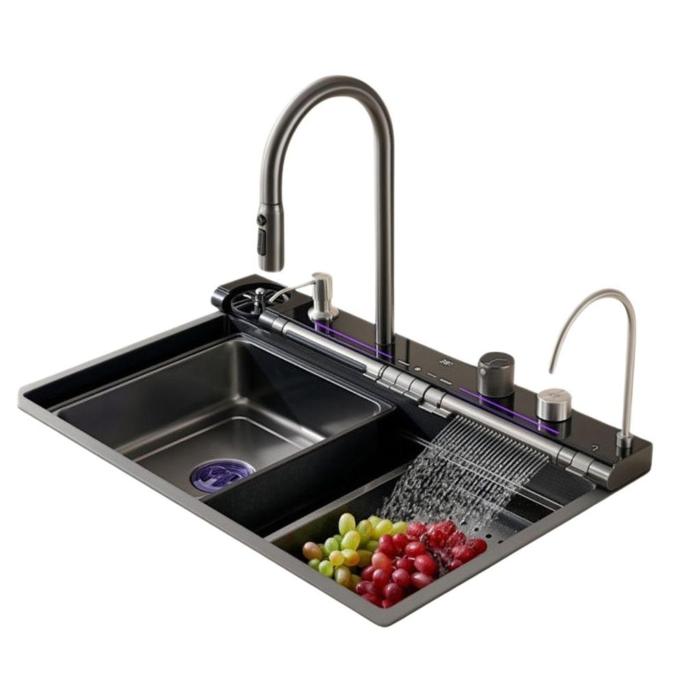 Lavadero Multifuncional de Lujo Nano Negro 7 Teclas con Accesorios Premium