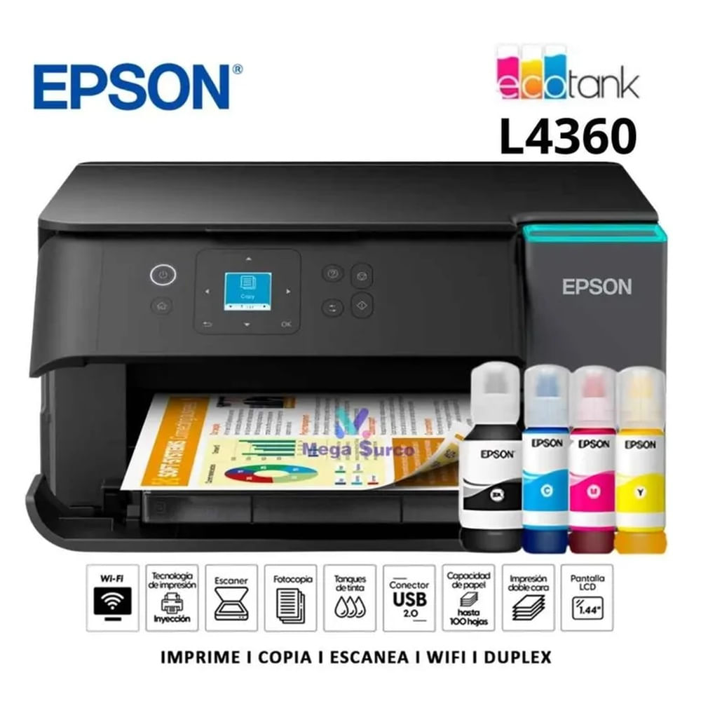 IMPRESORA EPSON L4360  MULTIFUNCIONAL ECOTANK WIFI DOBLE CARA, REEMPLAZO DE L4260