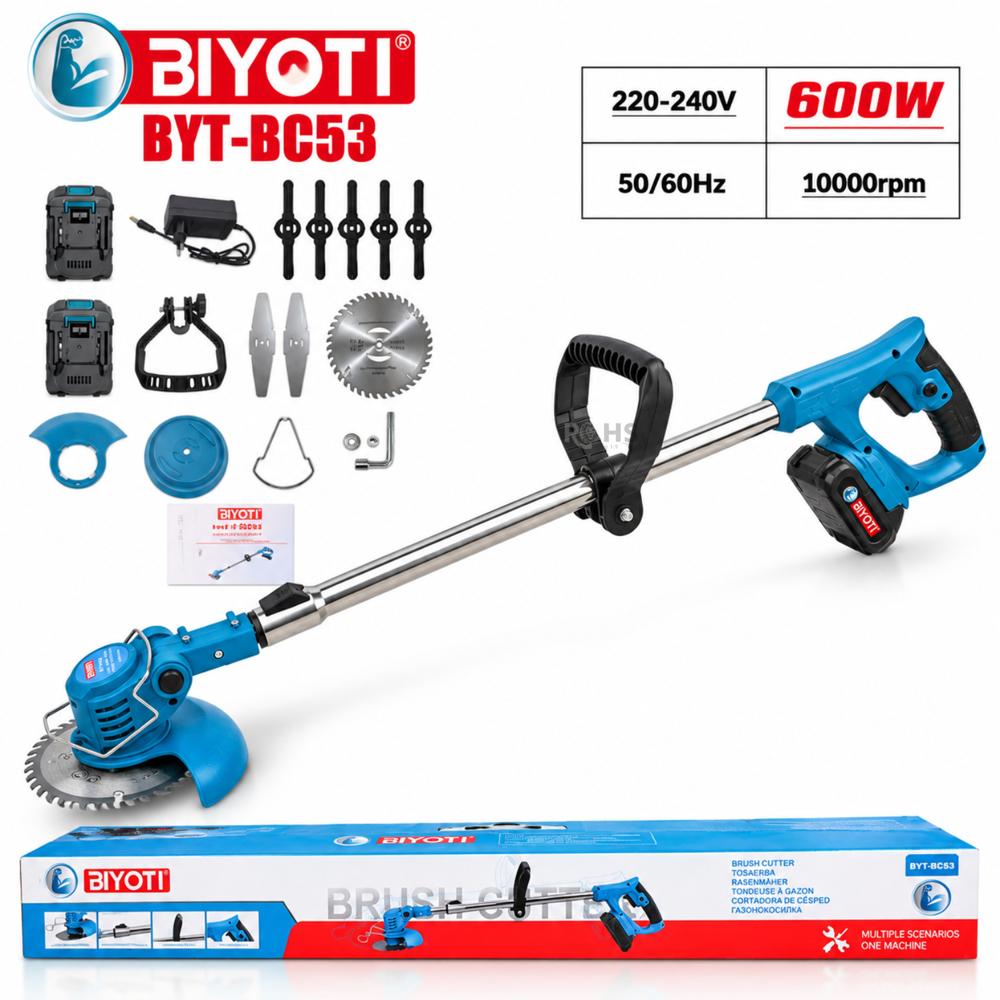 Desbrozadora Podadora y Orilladora Biyoti BYT-BC53 - 3 en 1 600W 2 Baterías y Accesorios