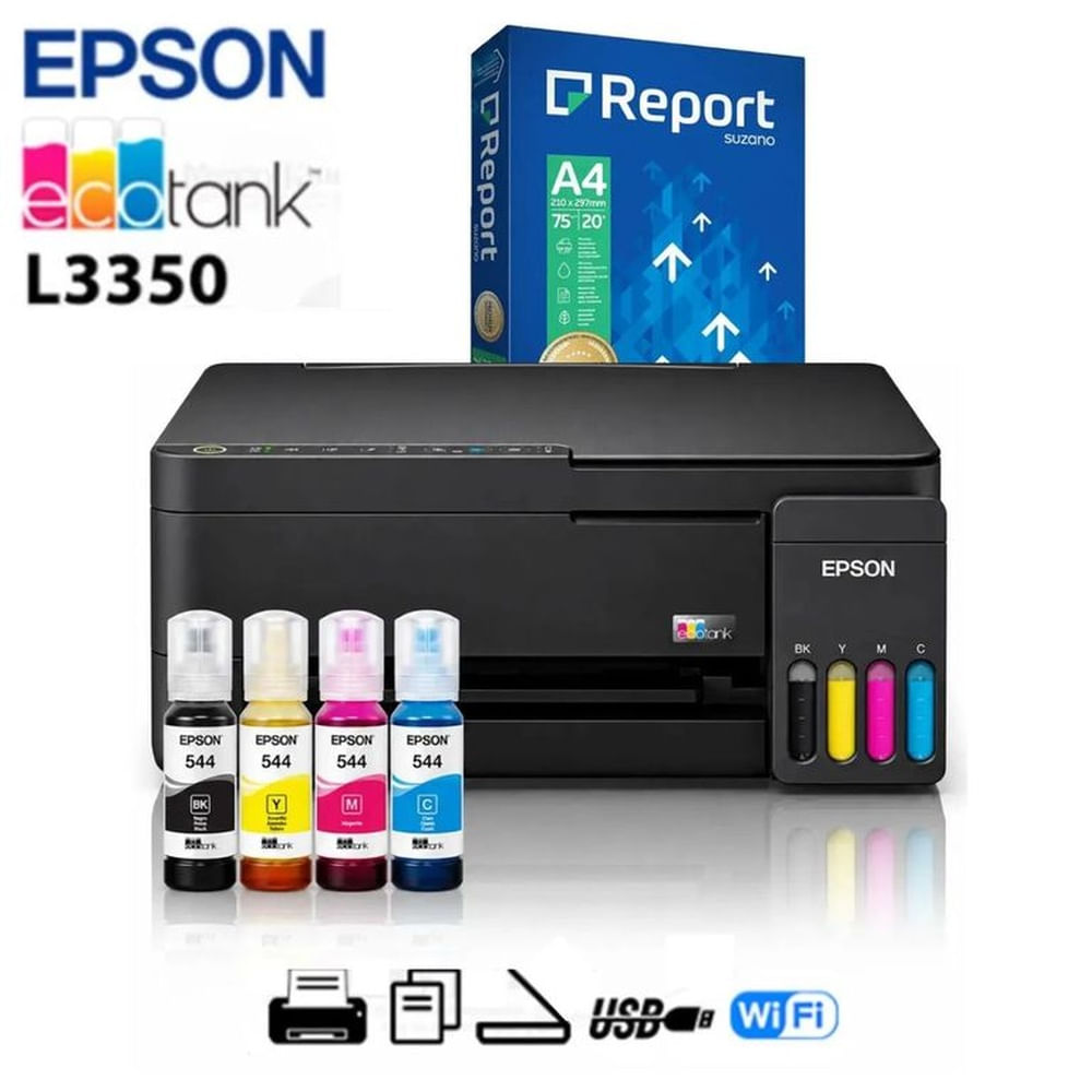 IMPRESORA MULTIFUNCIONAL EPSON ECOTANK L3350 A COLOR USB WIFI + PAPEL A4