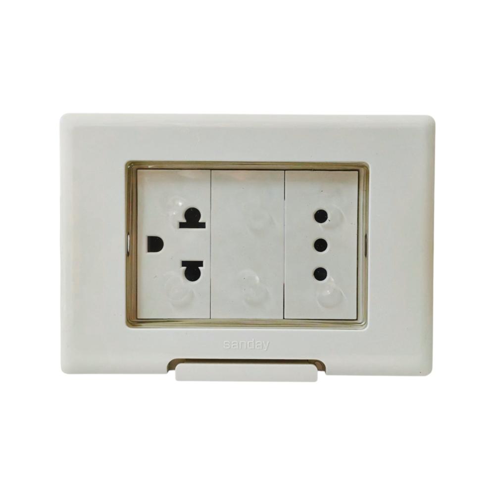 TAPA INTEMPERIE A PRUEBA DE AGUA CON TOMACORRIENTE DOBLE 1 UNIVERSAL Y 1 3 EN LINEA SANDAY