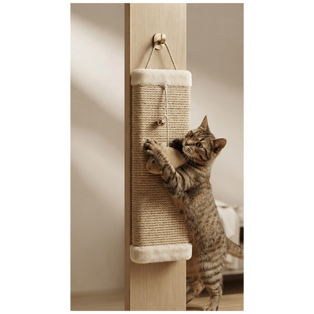 Rascador Colgante En Forma de Tabla Con Juguete Interactivo Para Gatos - Crema