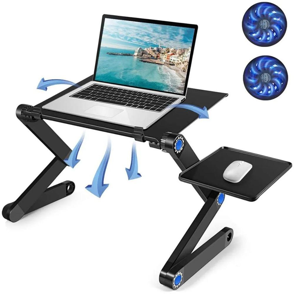 MESA PLEGABLE PORTA LAPTOPS COOLER CON 2 VENTILADORES 1 PORTA MOUSE COLOR NEGRO