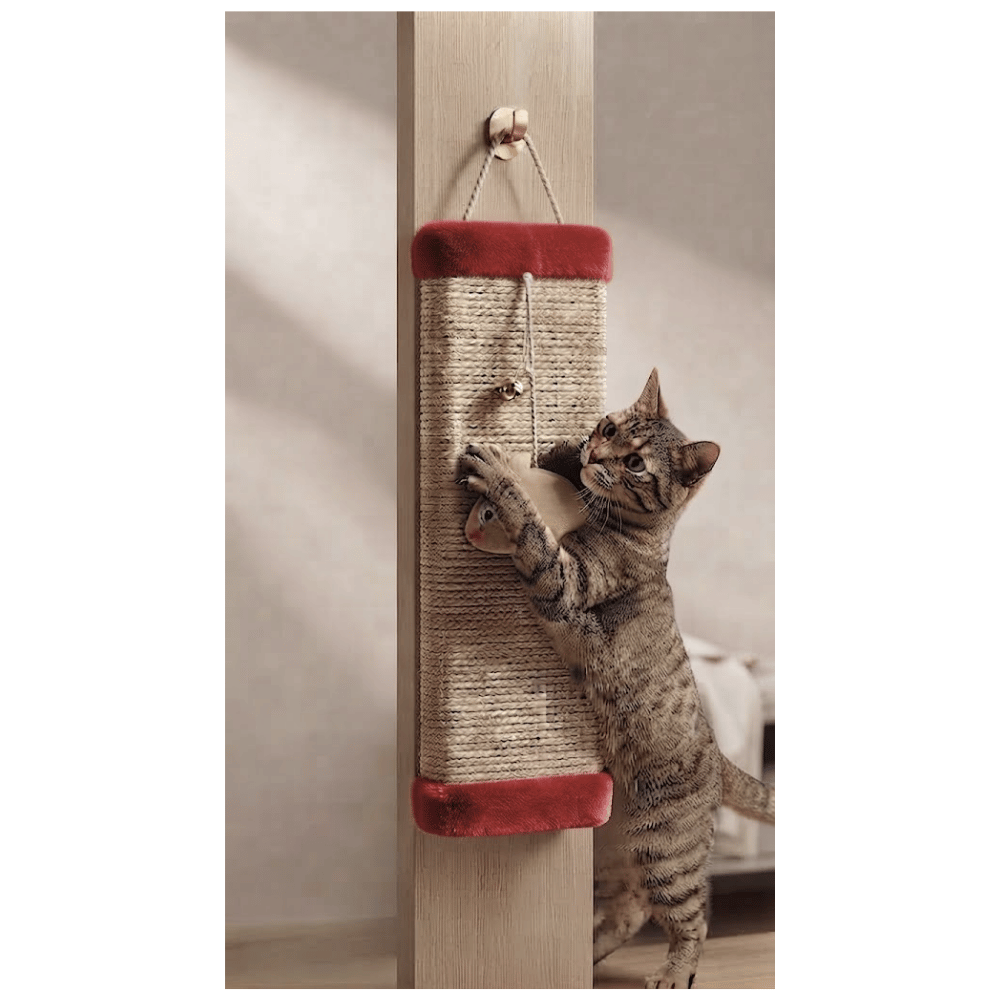 Rascador Colgante En Forma de Tabla Con Juguete Interactivo Para Gatos - Rojo