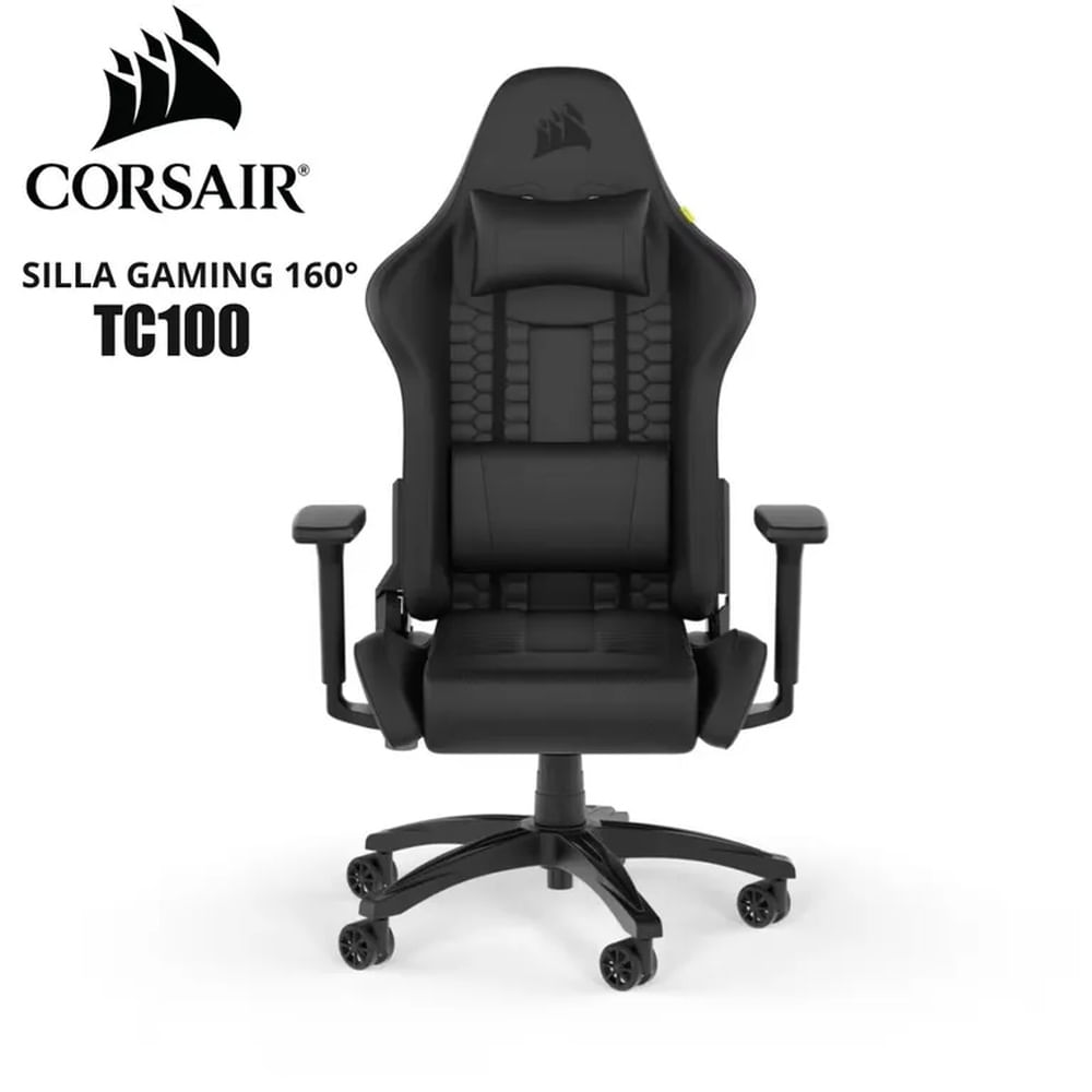 SILLA GAMING CORSAIR TC100 RELAXED POLIPIEL ESPUMA DE MEMORIA, ACERO, NILÓN - NEGRO