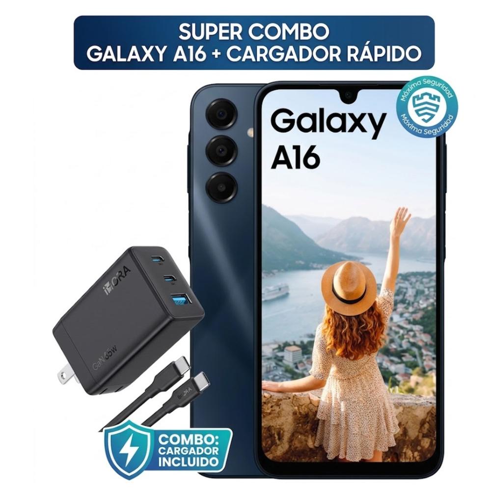Celular Samsung Galaxy A16 128 Gb 4 Gb Ram negro incluye Cargador Rápido Tipo C 65W GAR322 1HORA
