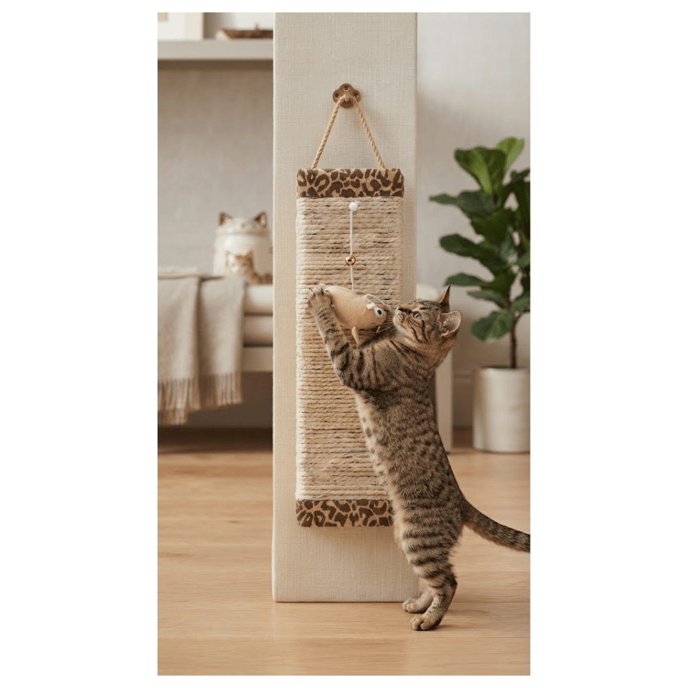 Rascador Colgante En Forma de Tabla Con Juguete Interactivo Para Gatos - Animal Print