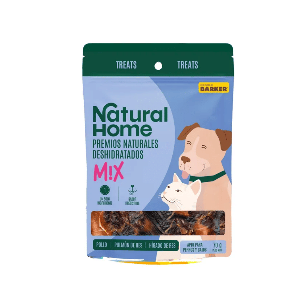 Natural Home Mix Premios Naturales Deshidratados  Snack para Perros y Gatos - 70 g