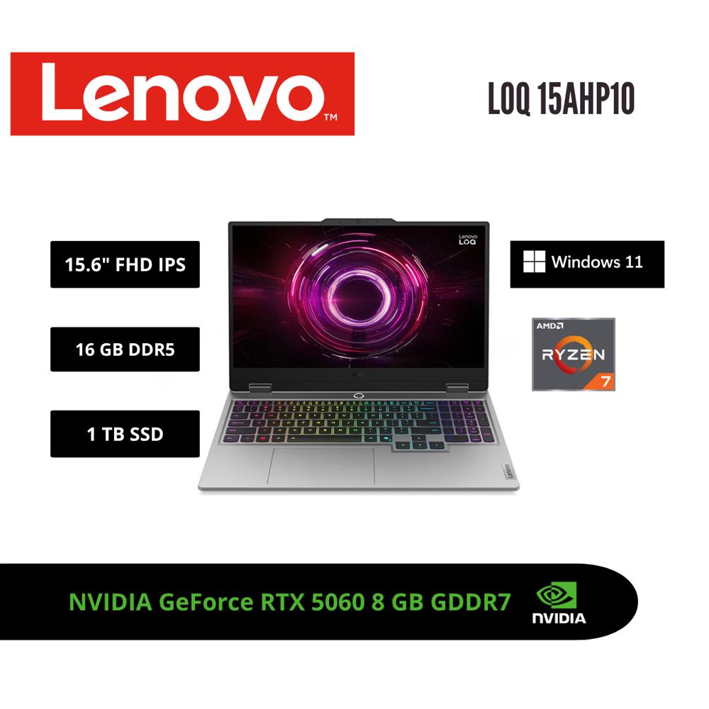 LAPTOP LENOVO LOQ 15 15.6 FHD 144HZ IPS RYZEN 7 250 RTX 5060 8GB 16GB DDR5 1TB SSD LUNA GREY