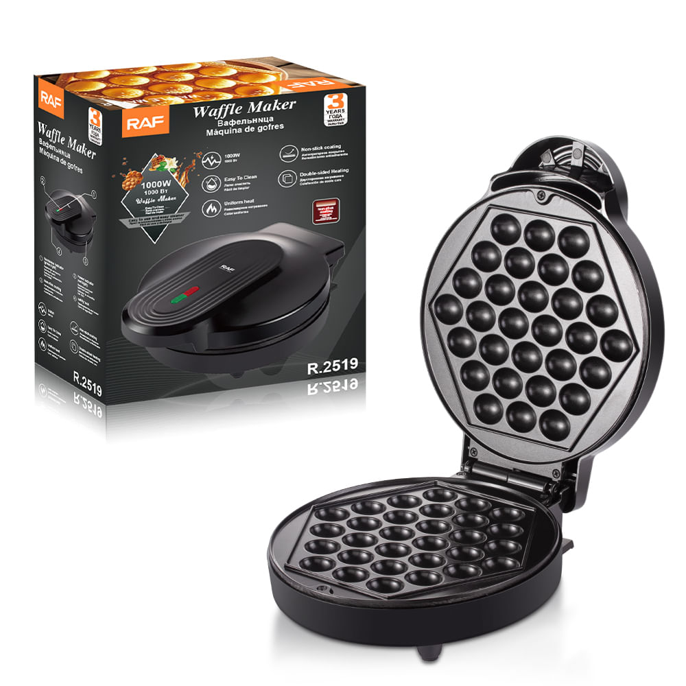 MÁQUINA PARA HACER WAFFLES BURBUJA 1000W RAF R.2519