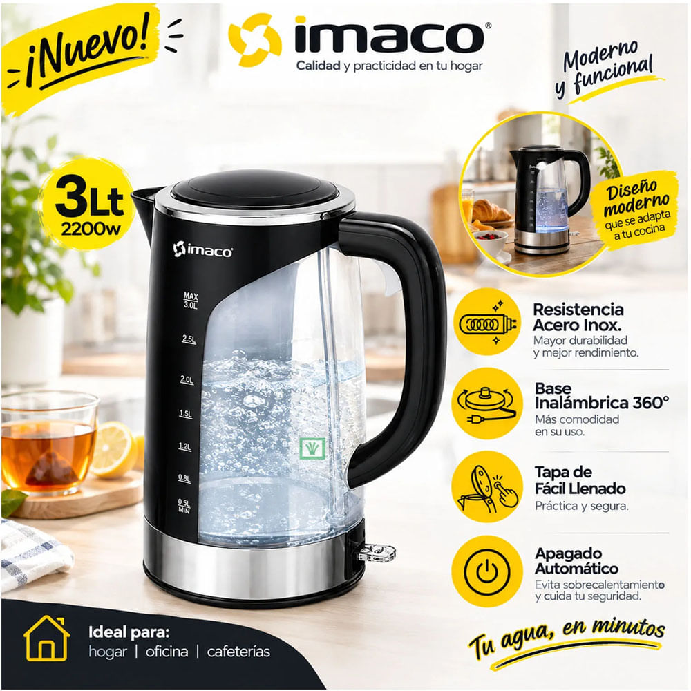 Hervidor Eléctrico Imaco de 3 Lt de 2200W - KE3000