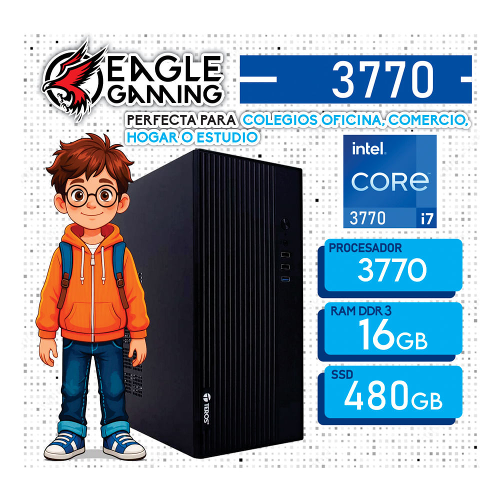 PC DE OFICINA INTEL CORE i7-3770 16GB DDR3 SSD 480GB