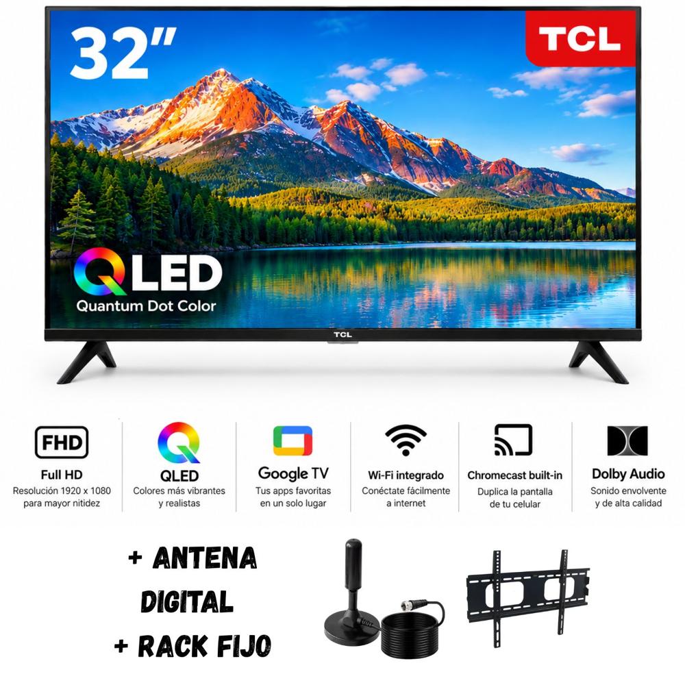 Televisor Smart TV 32'' TCL QLED FHD GoogleTV 32V51C 2025 - Ant - Rack Fijo