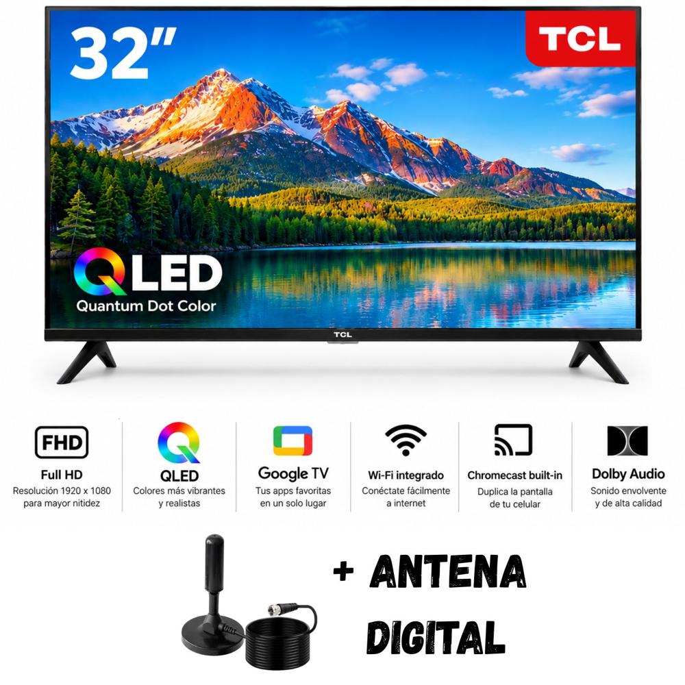 Televisor Smart TV 32'' TCL QLED FHD GoogleTV 32V51C 2025 - Ant Digital