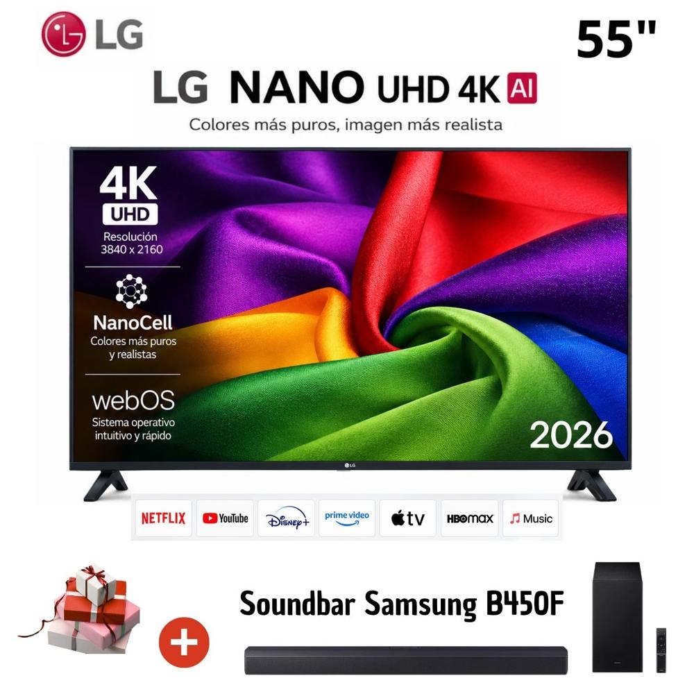 TELEVISOR SMART TV LG 4K ULTRA HD 55 55NU800BPSB con Soundbar Samsung B450F