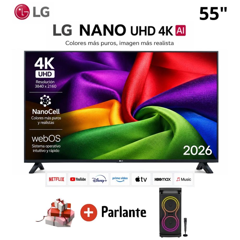 Televisor LG 55 Smart TV NanoCell UHD 4K 55NU800BPSB y Parlante