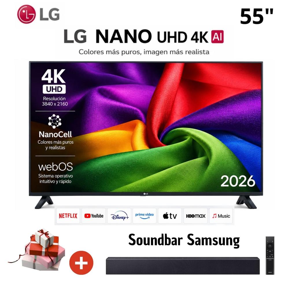 TELEVISOR SMART TV 55 LG 4K ULTRA HD 55NU800BPSB con Soundbar Samsung