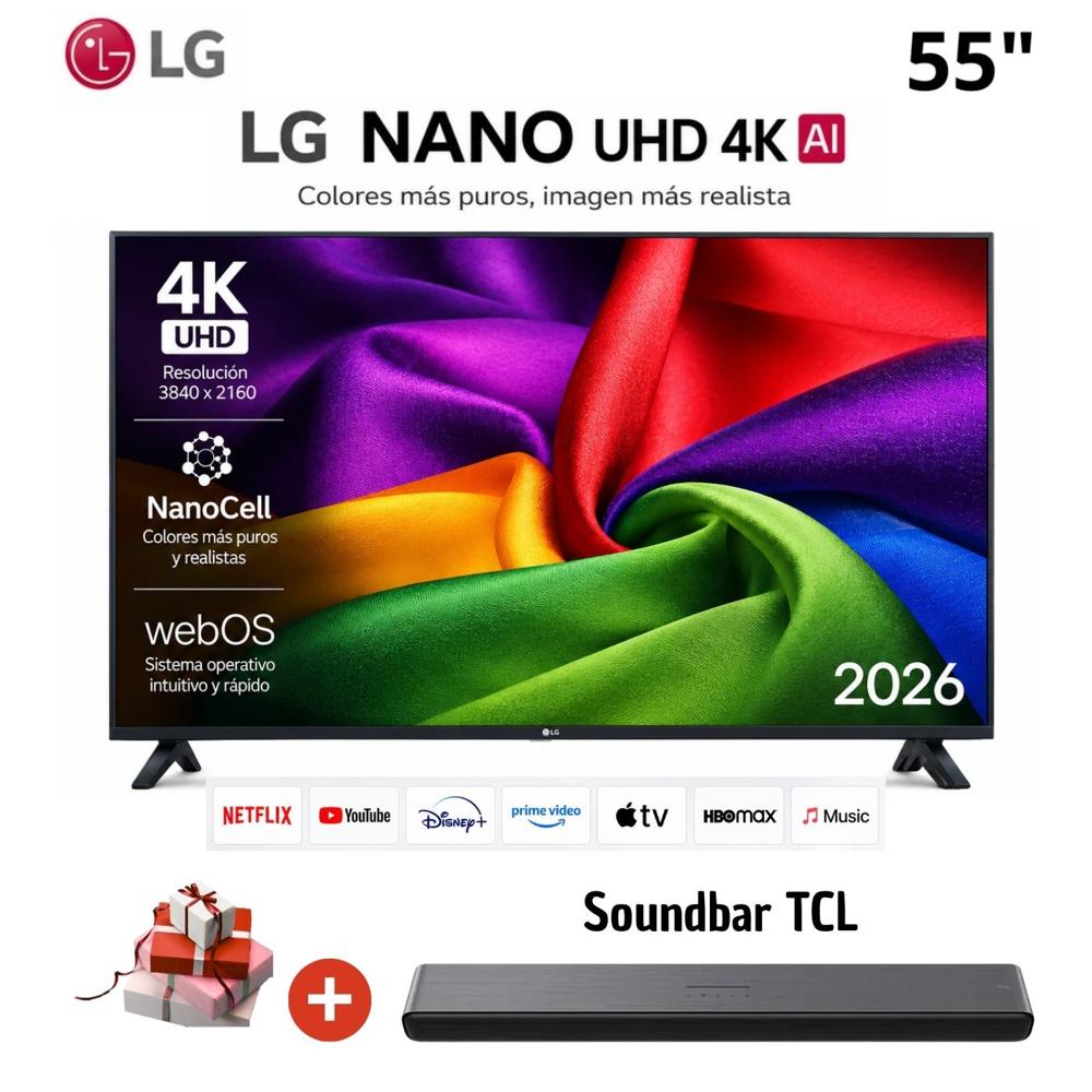 TELEVISOR SMART TV LG 4K ULTRA HD 55 55NU800BPSB con Soundbar TCL