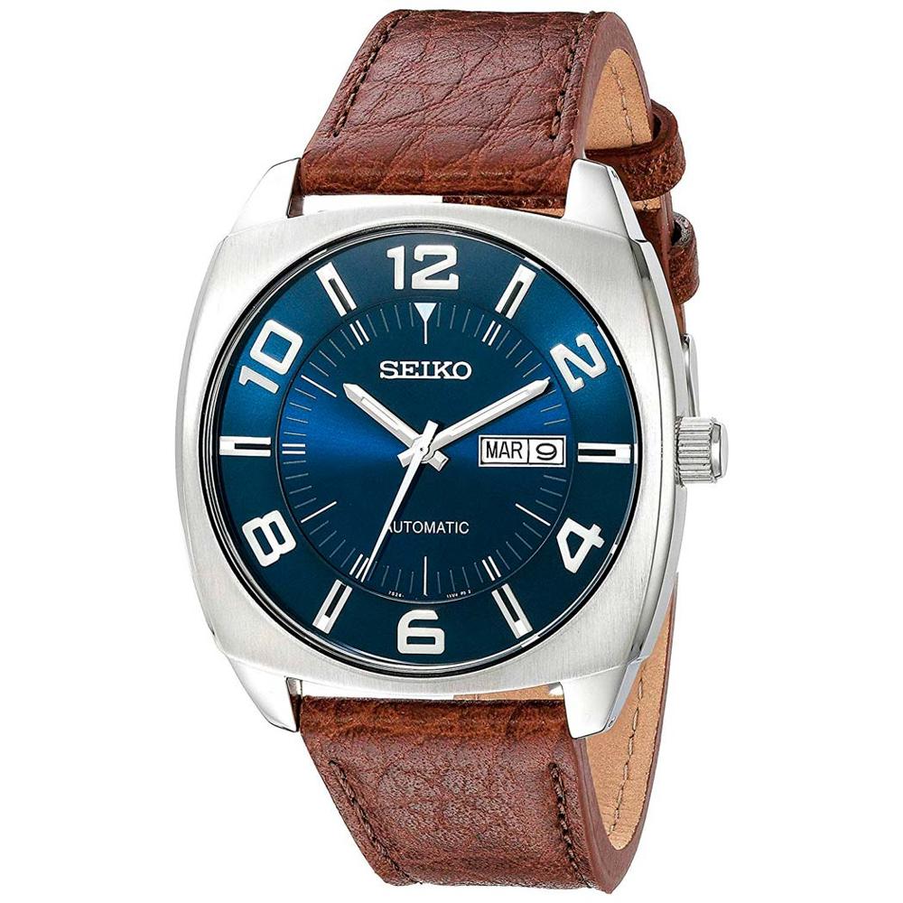 Reloj Seiko Recraft SNKN37 Automático Fecha Correa de Cuero Marrón Dial Azul