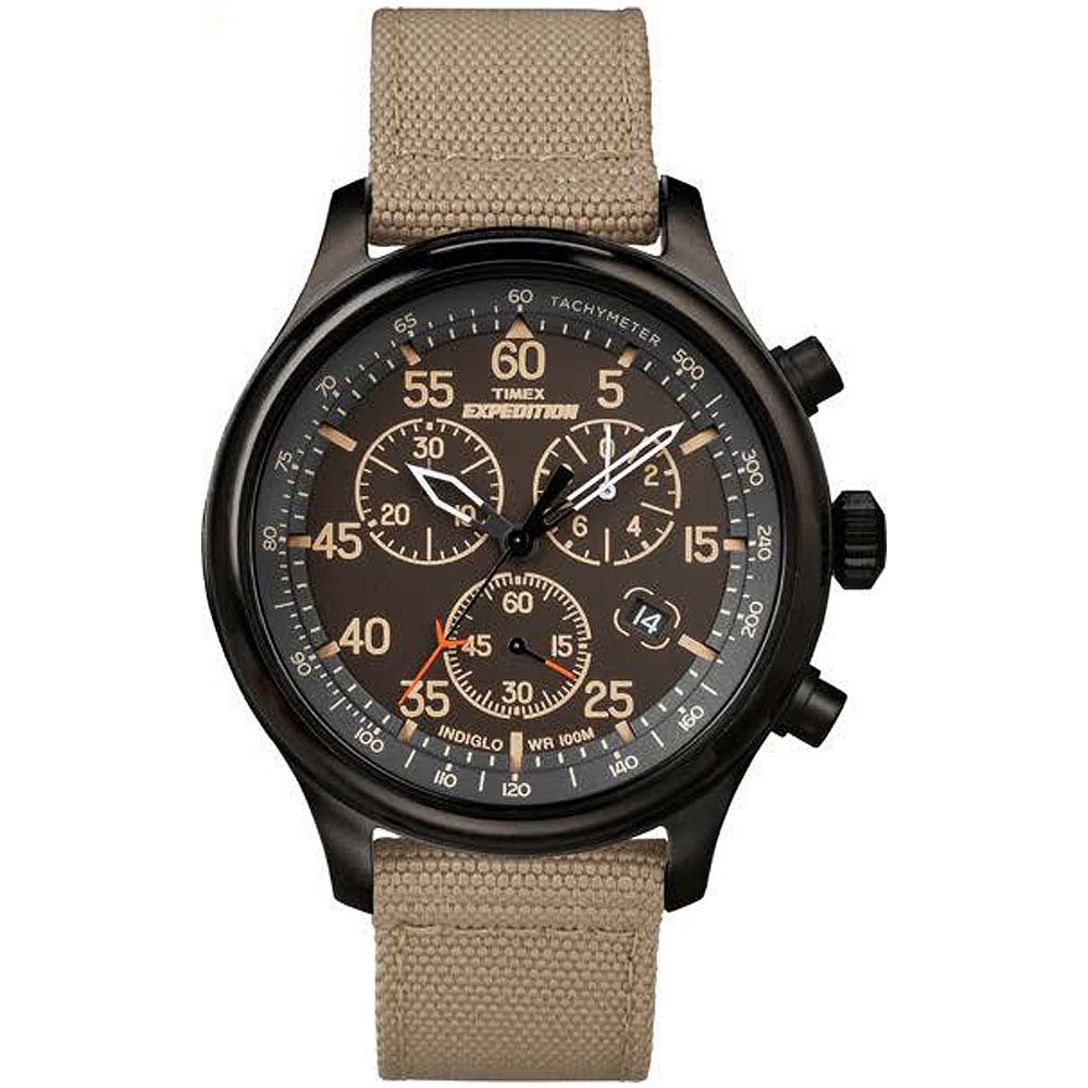Reloj Timex Expedition Fiield TW4B10200 Luz Indiglo Fecha Cronómetro Correa Nylon Beige