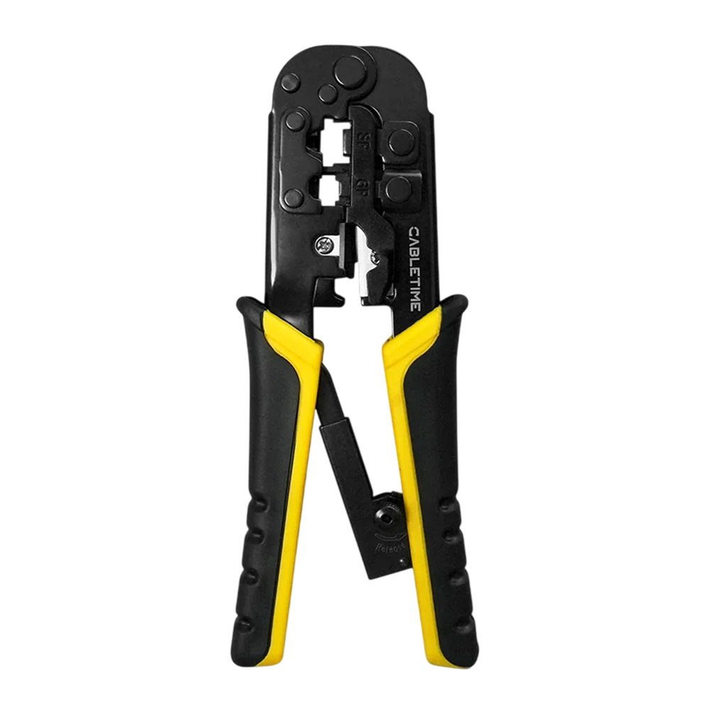 Alicate Crimpador Ponchadora 3 en 1 CABLETIME RJ45 Cat5 Cat6 RJ11 8P 6P 4P Acero al Carbono CNT1C
