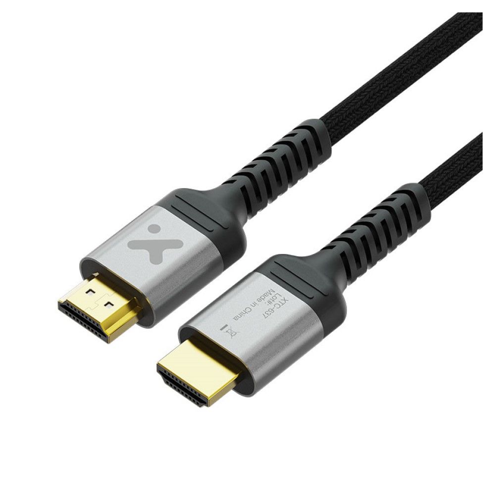 Xtech Cable HDMI 2.1 8K 60Hz 48Gbps Trenzado 1.8m Macho a Macho Negro XTC-637