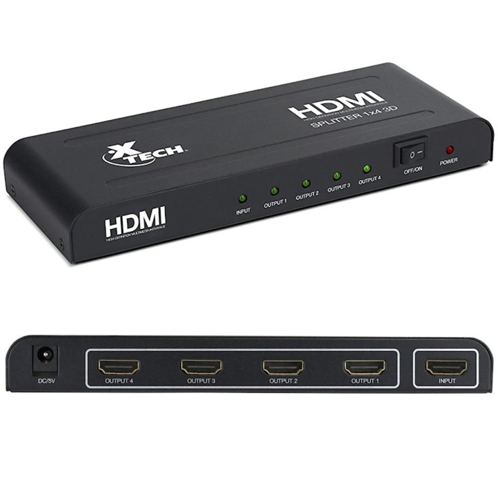 Adaptador Splitter Xtech HDMI 1 Input a 4 Salidas-