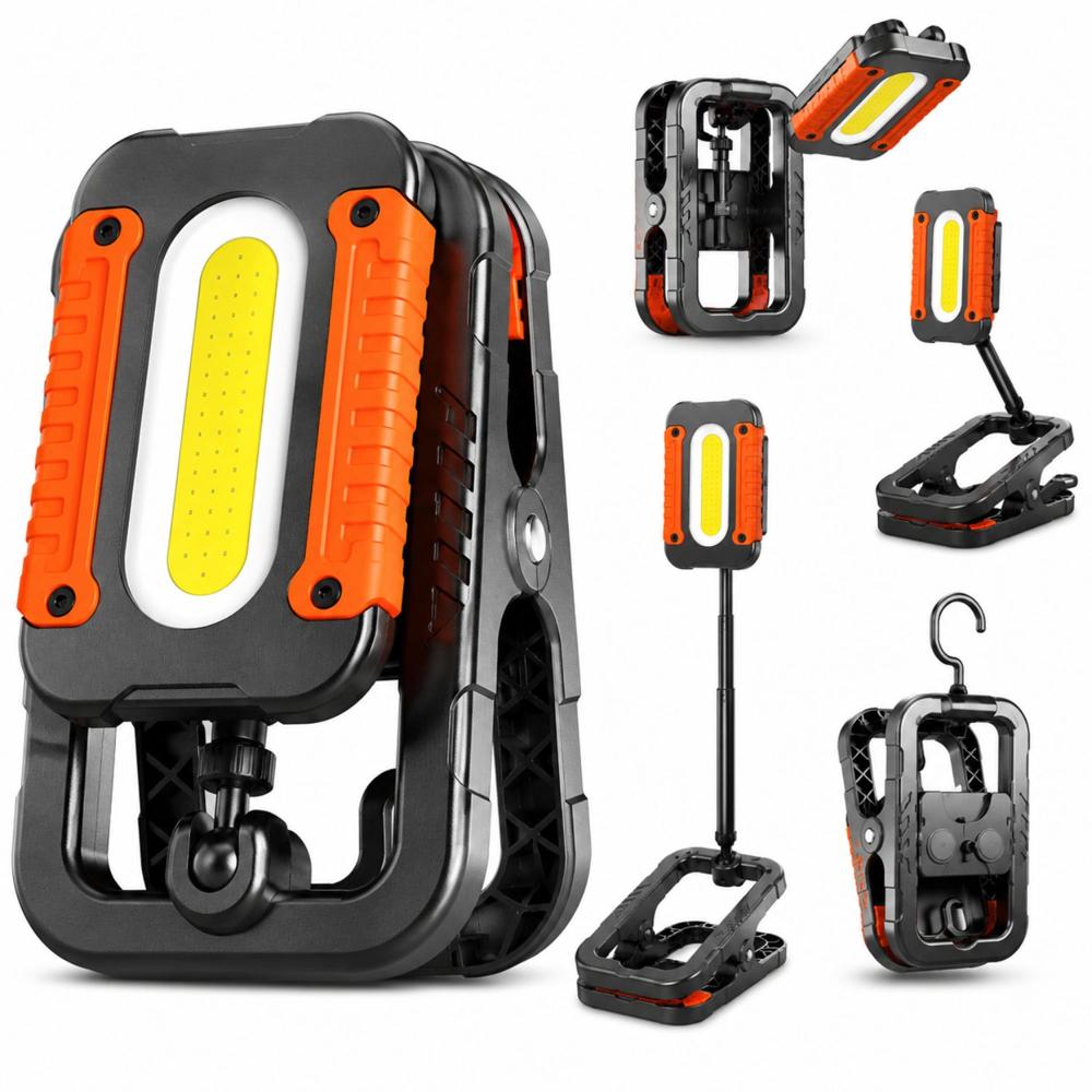 Lámpara de Trabajo LED COB 10W 800lm Recargable USB-C con Imán y Pinza