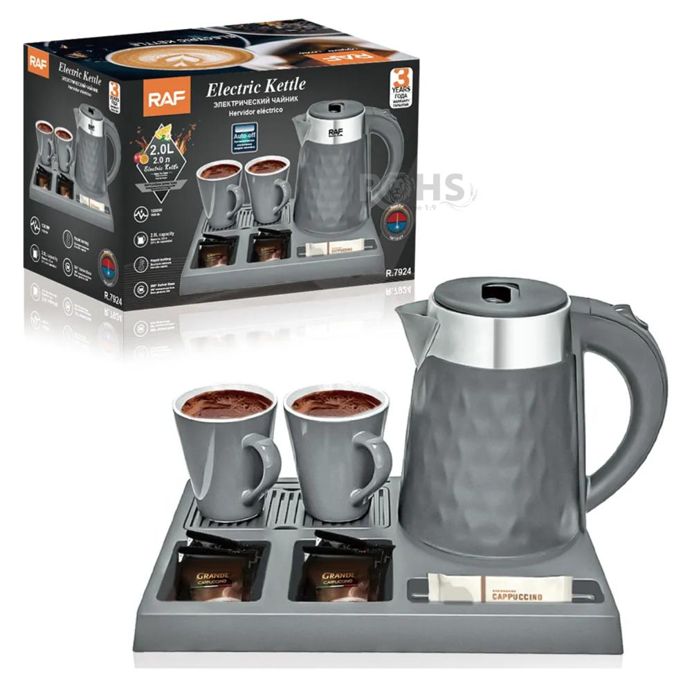 Hervidor Eléctrico RAF R.7924 1500W - Diseño Moderno  2 Tazas de Loza - Calienta Agua Rápido
