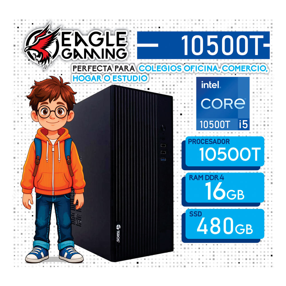 PC DE OFICINA INTEL CORE I5 10500T 16GB RAM DDR4 SSD 480GB