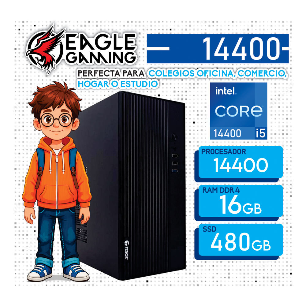 PC DE OFICINA INTEL CORE I5 14400 16GB RAM DDR4 SSD 480GB