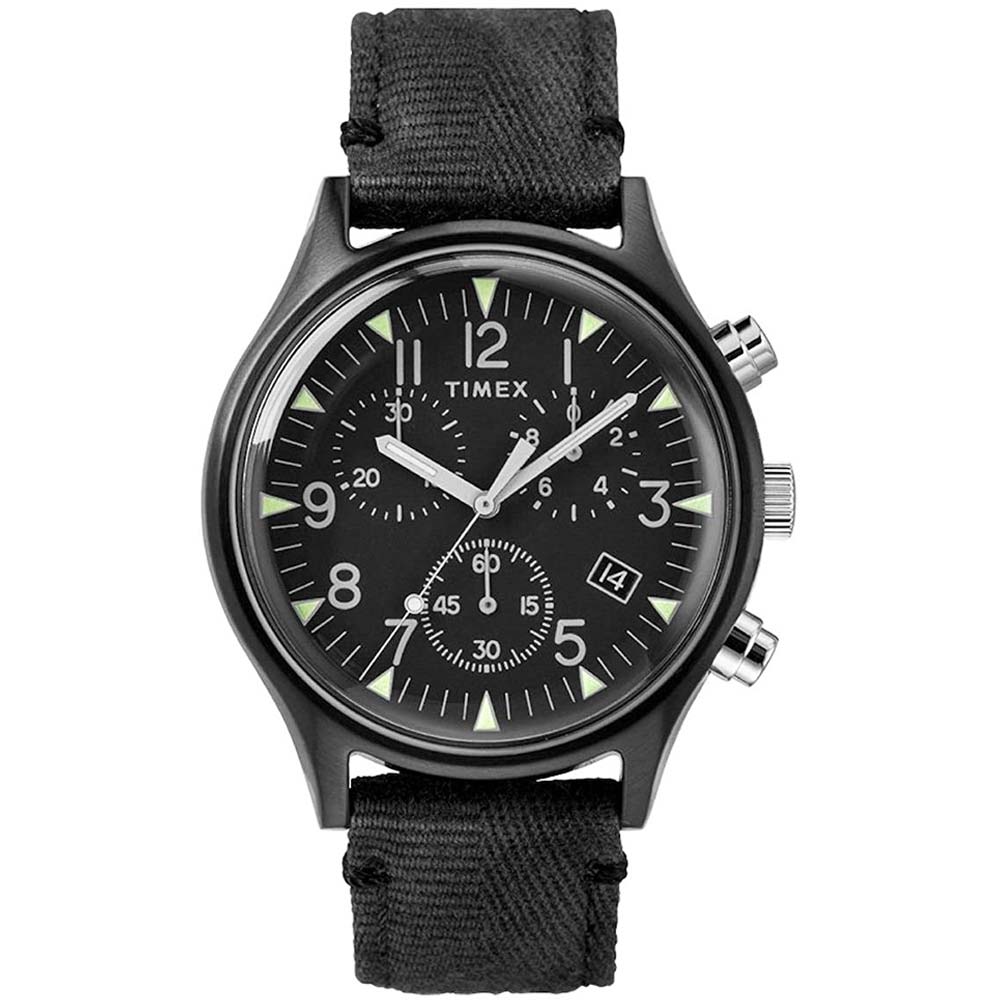 Reloj Timex MK1 TW2R68700 Luz de Fondo Indiglo Fecha Cronómetro Correa de Tela Negro
