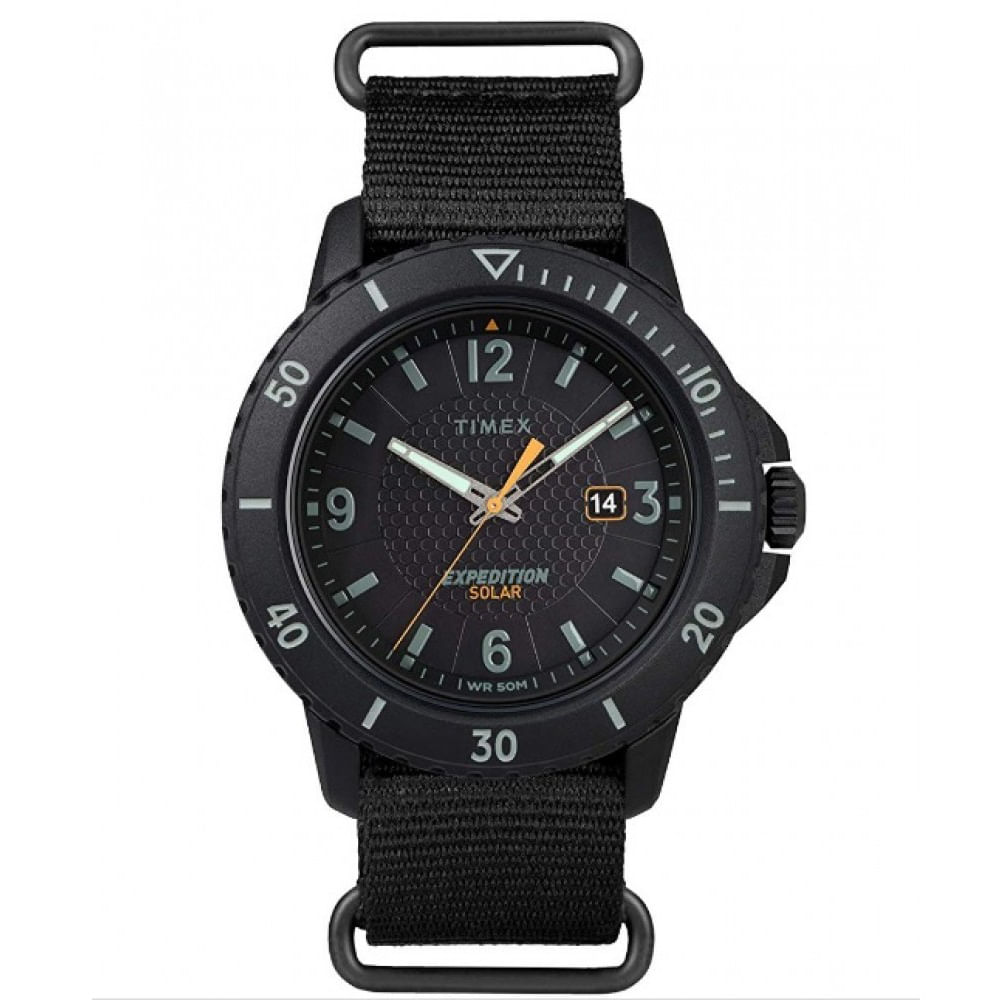 Reloj Timex Gallatin TW2U30300 Solar Fecha Correa de Nailon Negro