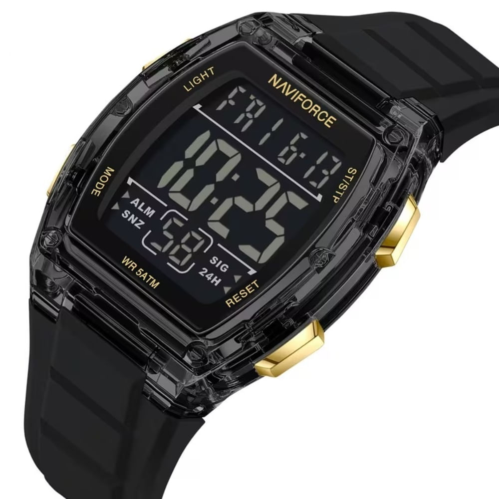 Reloj Naviforce Hombre 6106 Silicona Negro Dorado